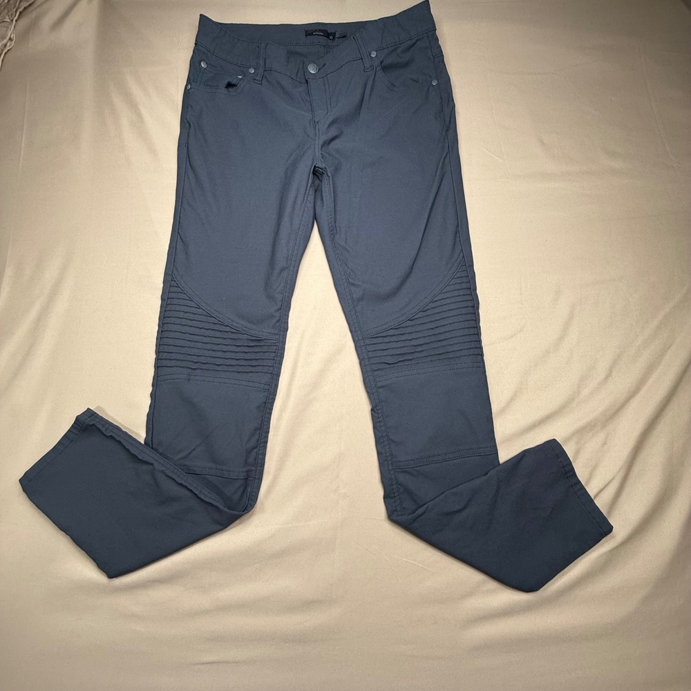 Prana Kara Moto Pants Womens 10 Grey Stretch Climbing Hiking Straight Leg 30"